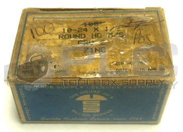 BOX OF THE HOUSE OF A MILLION SCREWS 10-24 X 1/2 GRD 2 100 ROUND SCREWS 