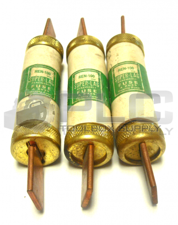 LOT OF 3 BUSS REN-100 SUPER-LAG RENEWABLE FUSE