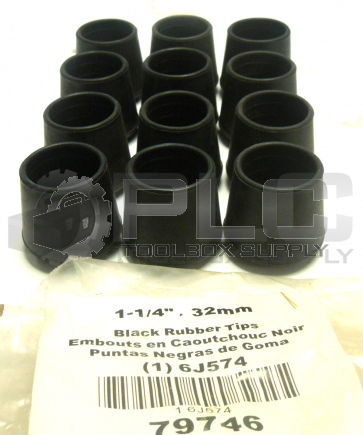 NEW LOT OF 12 6J574 BLACK RUBBER TIPS 1 1/4"