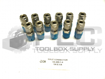 NEW LOT OF 11 SWAGELOK SS-400-1-4 MALE CONNECTOR 1/4 X 1/4 