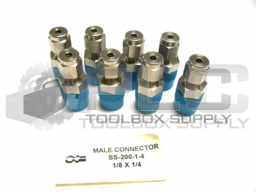 NEW LOT OF 8 SWAGELOK SS-200-1-4 MALE CONNECTOR 1/8" X 1/4"