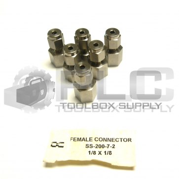 NEW LOT OF 6 SWAGELOK SS-200-7-2 FEMALE CONNECTOR 1/8" 