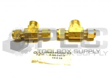 NEW LOT OF 2 SWAGELOK B-400-3-4TTF FEMALE BRANCH TEE 1/4 