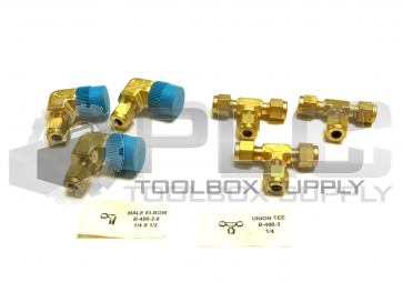 NEW MIXED LO OF 6 SWAGELOK B-400-2-8 AND B-400-3 ELBOW AND TEE 3 OF EACH T
