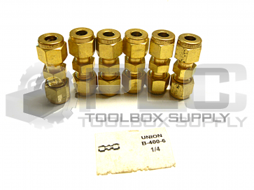NEW LOT OF 6 SWAGELOK B-400-6 UNION 1/4 