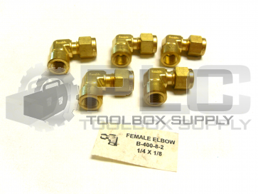  NEW LOT OF 5 SWAGELOK B-400-8-2 FEMALE ELBOW 1/4 X 1/8 