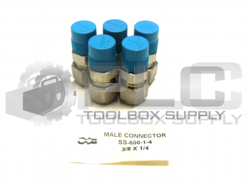 NEW LOT OF 5 SWAGELOK SS-600-1-4 MALE CONNECTOR 3/8 X 1/4 