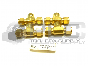 NEW LOT OF 4 SWAGELOK B-600-3TTF FEMALE BRANCH TEE 3/8 