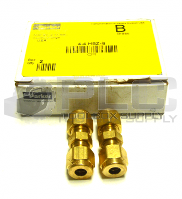 NEW BOX OF 2 PRKER 4-4 HBZ-B UNION 1/4IN TUBE OD BRASS