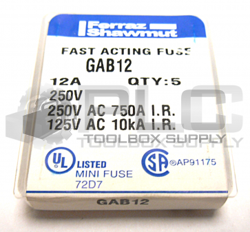 NEW SEALED LOT OF 5 FERRAZ SHAWMUT GAB12 FUSE 
