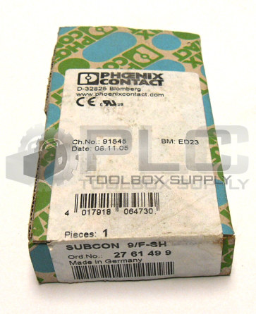 SEALED NEW PHOENIX CONTACT 9/F-SH CONNECTOR SUBCON 