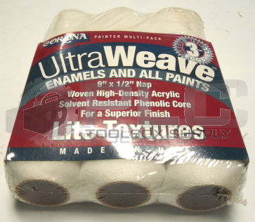 NEW SEALED CORONA TRP-550F ULTRA WEAVE PAINT ROLLERS 9" X 1/2" PKG OF 3