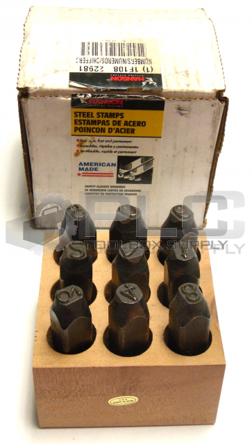 NEW HANSON 1F108 PREMIER HAND STAMP SET NUMBERS 3/8" 0-9