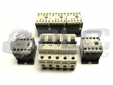 MIXED LOT OF 10 MOELLER & SCHNEIDER CIRCUIT BREAKER AND CONTACTOR RELAYS