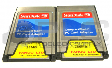 LOT OF 2 FANUC A87L-0001-0189 COMPACTFLASH 256MB AND 125MB