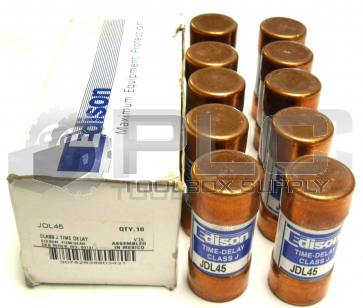 NEW EDISON BOX OF 10 JDL45 JDL DUAL ELEMENT TIME-DELAY FUSE CLASS J 45A QTY 10