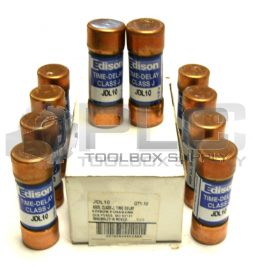 NEW BOX OF 10 EDISON JDL10 TIME DELAY FUSES 600 V CLASS J