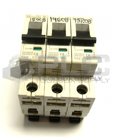 LOT OF 3 MOELLER FAZ-S1  CIRCUIT BREAKER 230/400V 