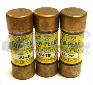 LOT OF 3 NEW BUSS LPJ-7SP LOW-PEAK DUAL ELEMENT TIME DELAY FUSE CLASS J TYPE D