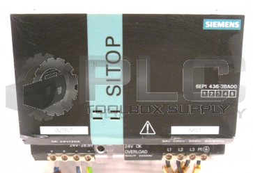 SIEMENS 6EP1 436-3BA00 POWER SUPPLYDC 24V/20A 3AC 400V-500V 50/60HZ