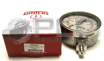 NEW WINTERS PFP647 4" DIAL GAUGE SS/SS, 1/4" NPT BTM 0-300 PSI/KPA
