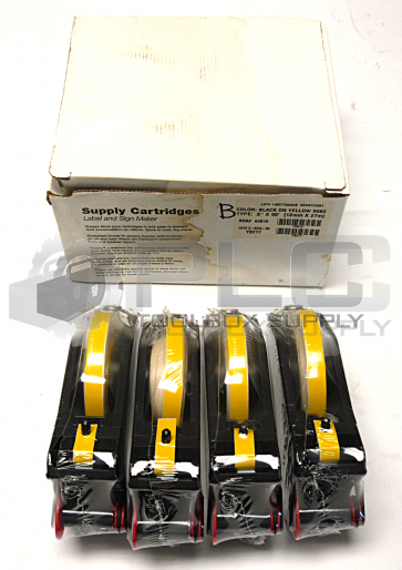 NEW IN BOX LOT OF 4 BRADY 2-8234-00 BLACK ON YELLOW TAPE CARTRIDGE .5" X 90'