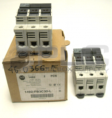 NEW LOT OF 2 ALLEN BRADLEY 1492-FB3C30-L SER B FUSE HOLDER 3POLE CLASS CC 30A 