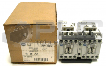 NEW IN BOX ALLEN BRADLEY 104-C09J22 SER A CONTACTOR REVERSING 9 AMP 24 VAC 60HZ