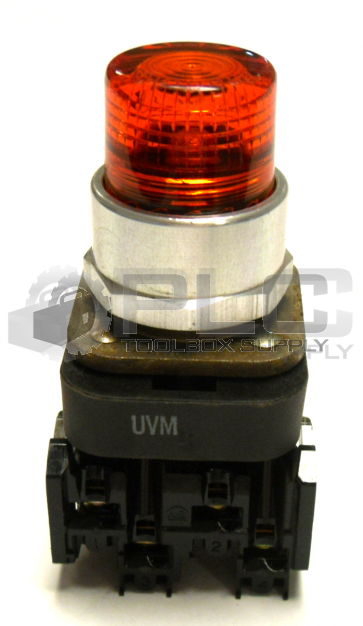 NEW ALLEN BRADLEY 800T-QBH10A AMBER METAL ILLUMINATED PUSH BUTTON