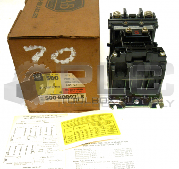 NEW IN BOX ALLEN BRADLEY 500-B0D92 /B AC CONTACTOR MOTOR LOADS TOP WIRING SIZE 1