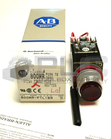 NEW ALLEN BRADLEY 800MR-PTL16R /D SMALL ROUND PILOT LIGHT RED 120V  50/60HZ