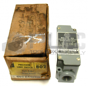 NEW IN BOX ALLEN BRADLEY 802-PASJ218/B LIMIT SWITCH PUSH ROLLER SPRING RETURN