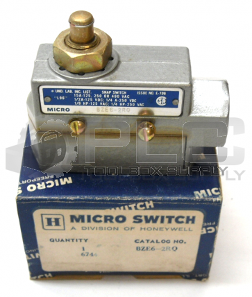 NEW IN BOX MICRO SWITCH BZE6-2RQ LIMIT SWITCH GENERAL PURPOSE 15AMP 125/250/480V