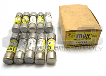 NEW LOT OF 10 NEW FUSETRON FNQ-15 FUSE TIME-DELAY 