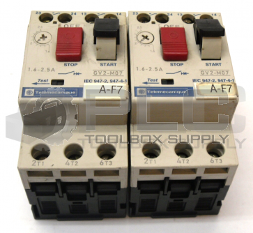LOT OF 2 TELEMECANIQUE GV2-M07 MOTOR STARTER PROTECTOR 1.6-2.5AMP