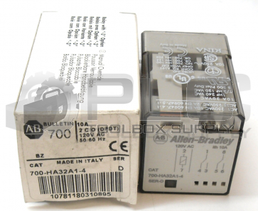 NEW IN BOX ALLEN BRADLEY 700-HA32A1-4/D RELAY 10AMP 120VAC 50/60HZ W/LED 8PIN