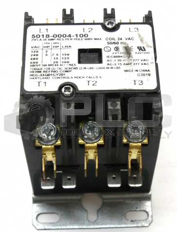 HARTLAND 5018-0004-100 CONTACTOR 24V 35A 3POLE