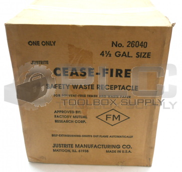 NEW SEALED BOX JUSTRITE 26040 CEASE-FIRE 1.5 GALLON SAFETY WASTE RECEPTACLE