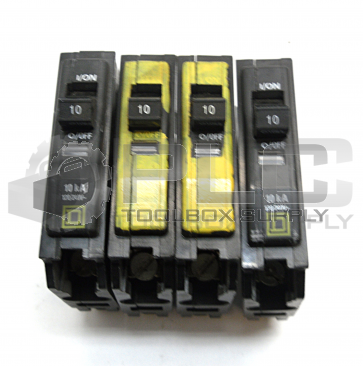 LOT OF 4 SQUARE D QOB110 CIRCUIT BREAKER 