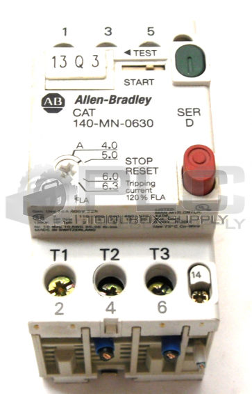 ALLEN BRADLEY 140-MN-0630/D STARTER MOTOR PROTECTOR W/140-A10/C