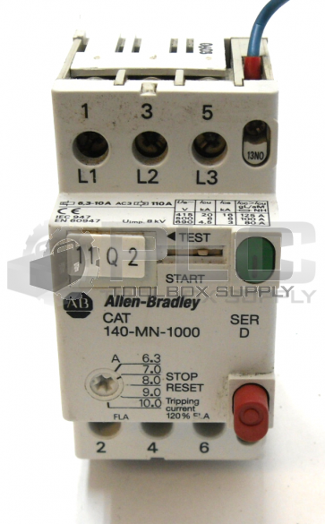 ALLEN BRADLEY 140-MN-1000 /D MANUAL STARTER CIRCUIT BREAKER W/140-A10/C