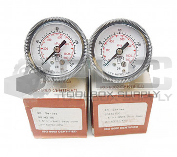 LOT OF 2 NEW WINTERS 90142IUC MOUNTED GAUGE 1.5" DIAL 1/8" NPT BCK 0-160PSI