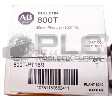 NEW ALLEN BRADLEY 800T-PT16R 30 MM PILOT LIGHT 800T PB