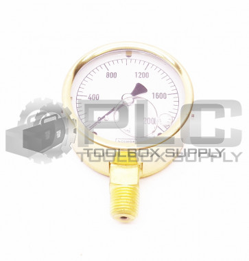 NOSHOK 25-300-2000 PSI 1/4" NPT BOTTOM CONNECT GAUGE 