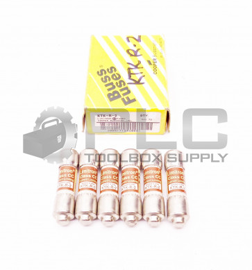 BOX OF 6 NEW COPPER BUSSMANN KTK-R-2 2AMP 600V FUSES
