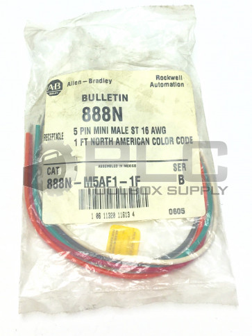 NEW ALLEN BRADLEY 888N-M5AF1-1F SERIES B 5 PIN MINI MALE RECEPTACLE