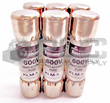 LOT OF 6 NEW LIMITRON KLM-5 FUSE KLM5 FAST ACTING 600V 5A MIDGET KLM5