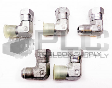 LOT OF 5 NEW PARKER 3/4" MALE TO 7/8" FEMALE 90° ELBOW FITTING