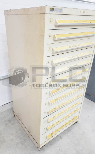 STANLEY VIDMAR 12 DRAWER TAN INDUSTRIAL TOOL CABINET 59"T X 30" W X 28"D