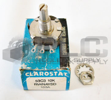 NEW CLAROSTAT 53C3 10K CONDUCTIVE PLASTIC POTENTIOMETER 53C310K RV4NAYSD 103A